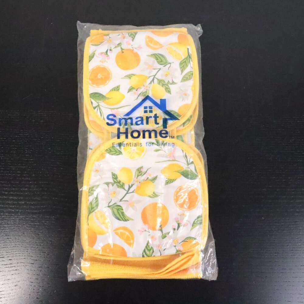 New Smart Home 7pc Kitchen Linen Gift Set Summer Yellow Lemon Orange Fruit Print